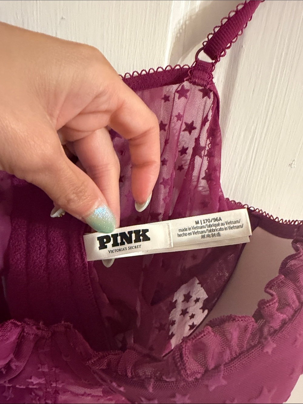PINK by Victoria’s Secret Sheer Star Lace Bustier - Plum - Picture 2 of 4